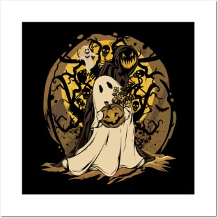 Halloween Pumpkin, Ghosts and  Skeletons Graphic Posters and Art